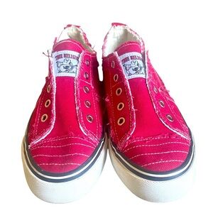 True Religion Korey Women Slip On Laceless Canvas Red Sneakers Shoes